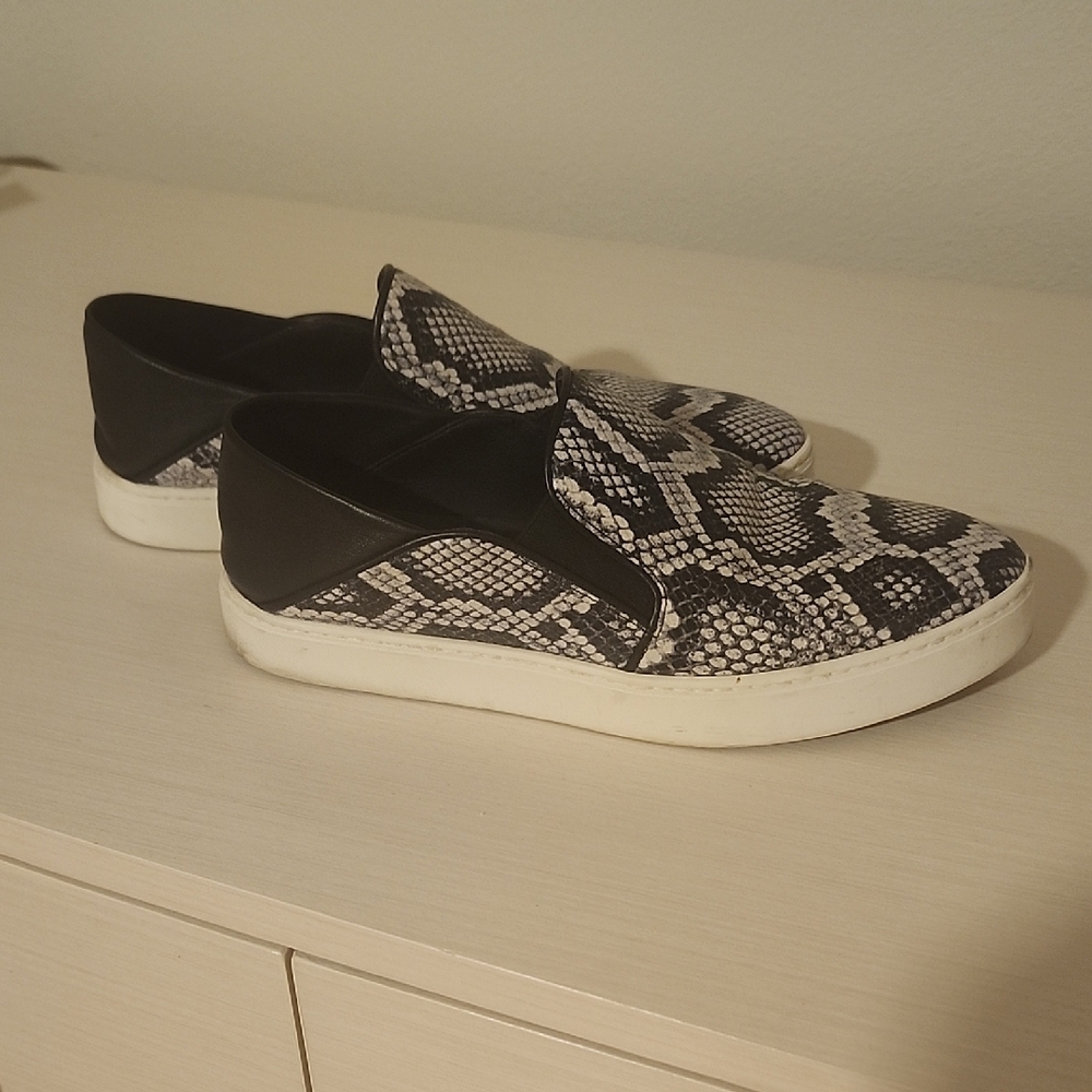 Vince Black and White Snake Print Sneakers